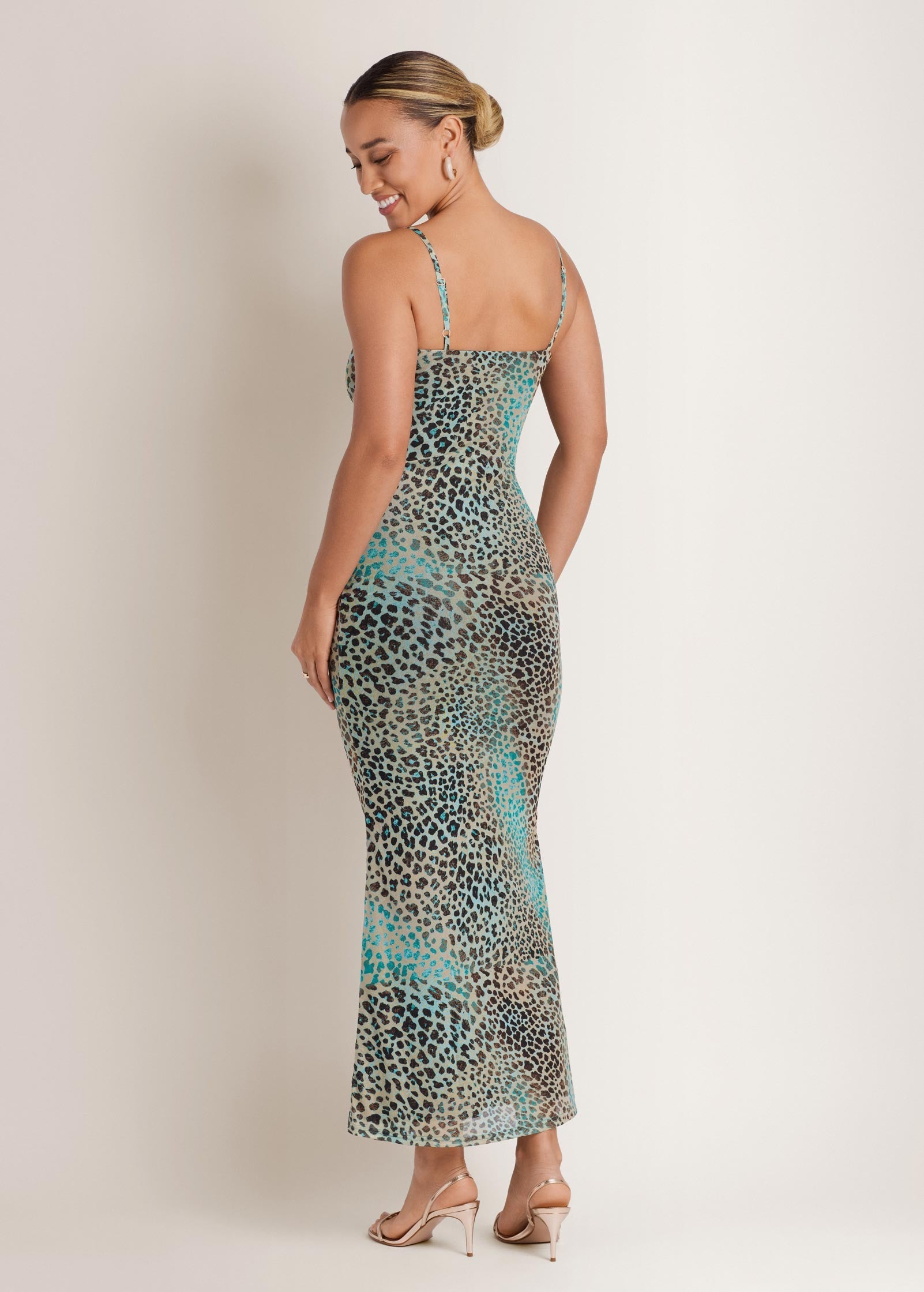 Abstract Leopard Maxi Dress - Brown Sage Animal