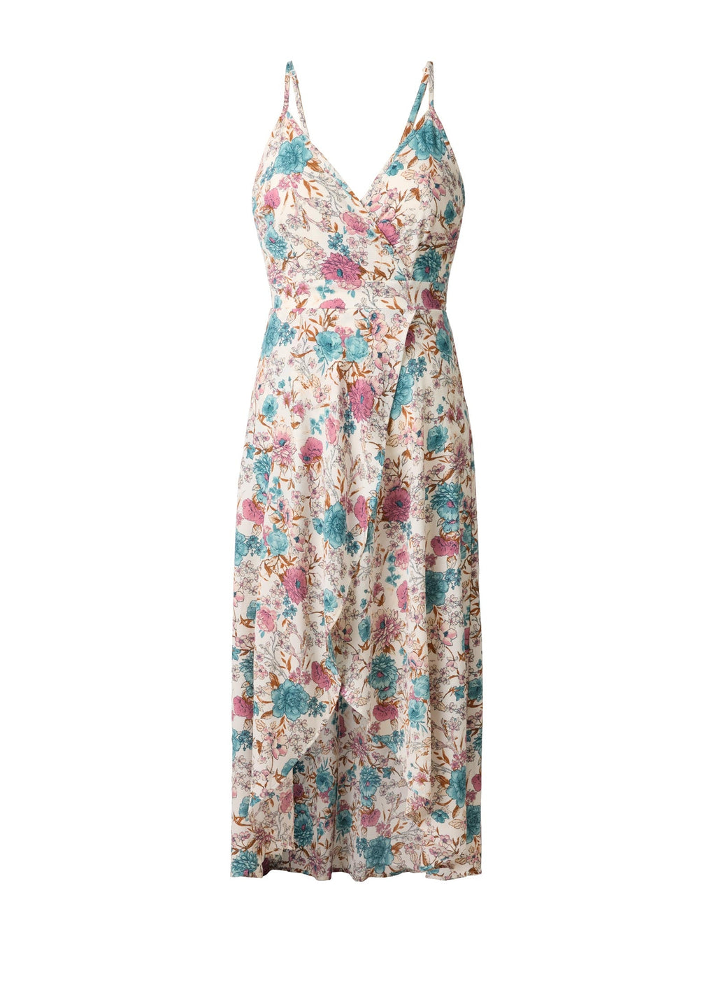 Vibrant Floral Wrap Dress - Ivory Floral