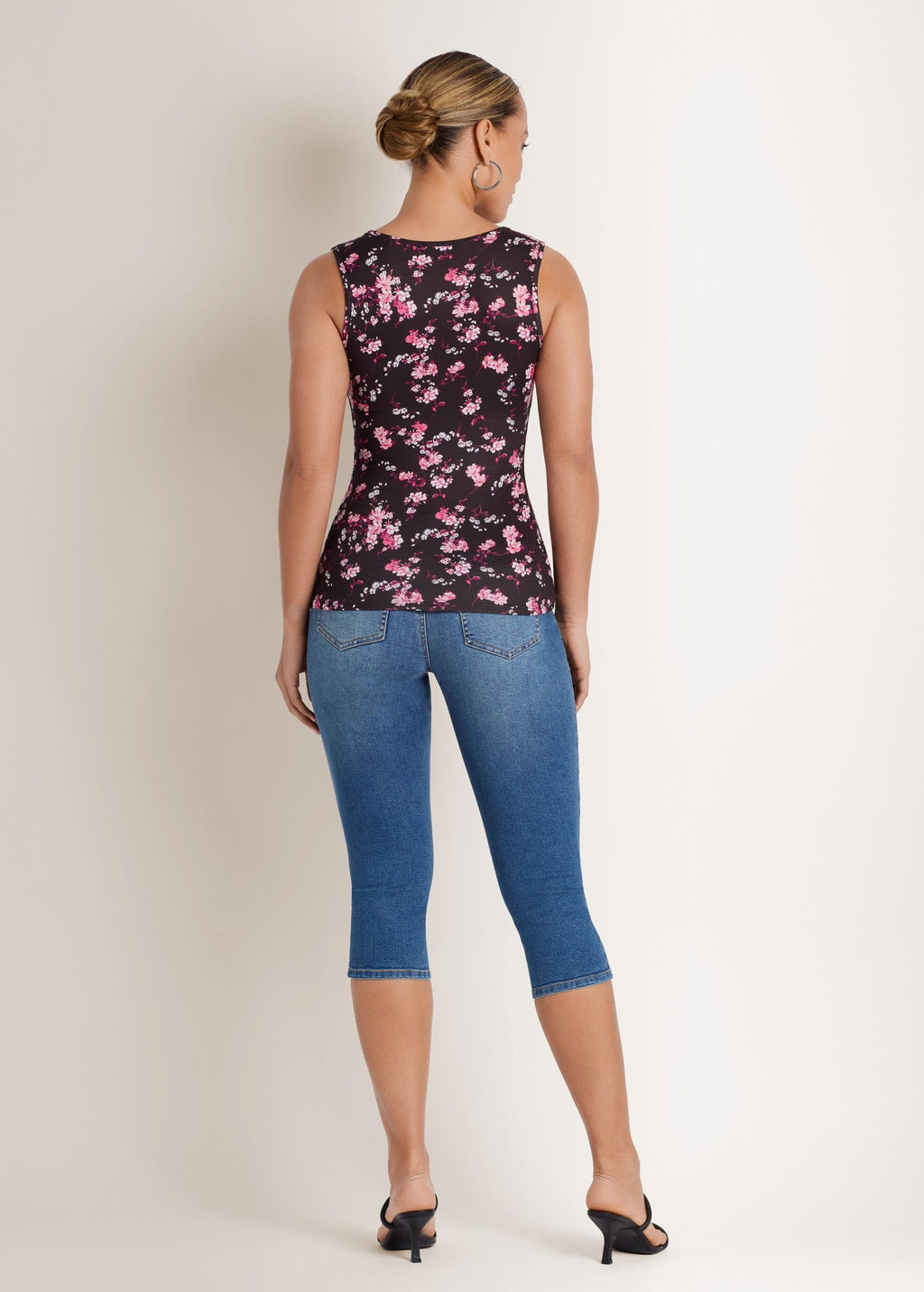 Tie-Front Floral Top - Black Multi