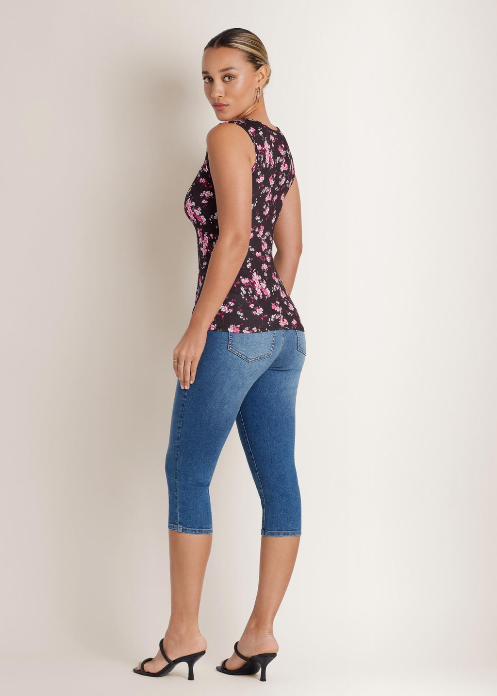 Tie-Front Floral Top - Black Multi