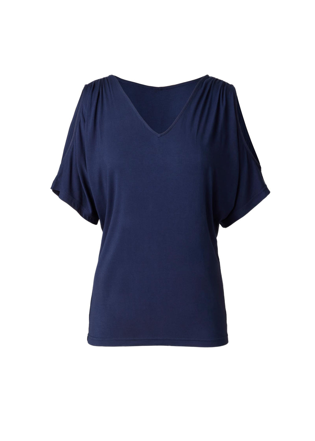 Cold Shoulder V-Neck Top - Peacoat