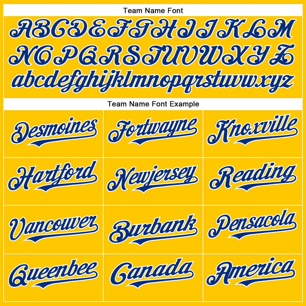 Custom Yellow Royal-White Authentic Baseball Jersey