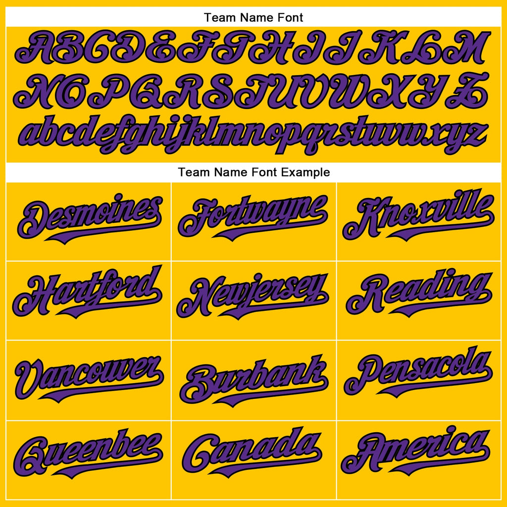 Custom Yellow Purple-Black Authentic Baseball Jersey