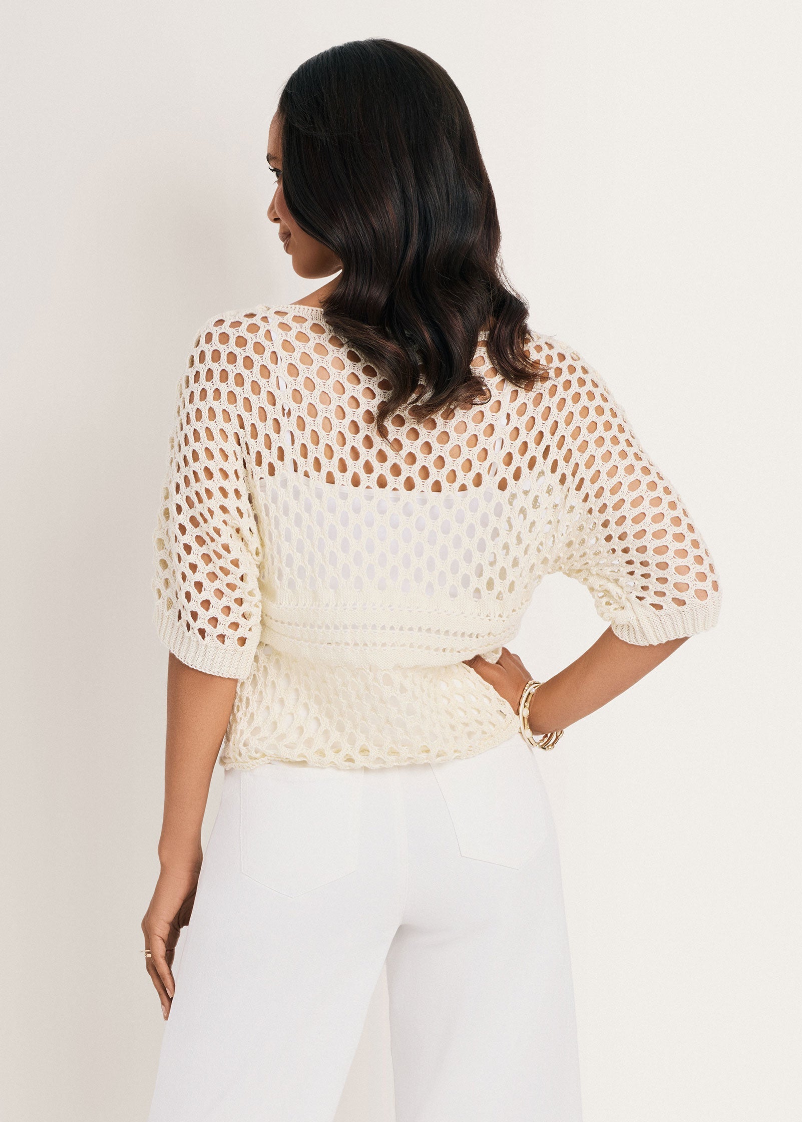 Cotton Open Knit Sweater - Cream