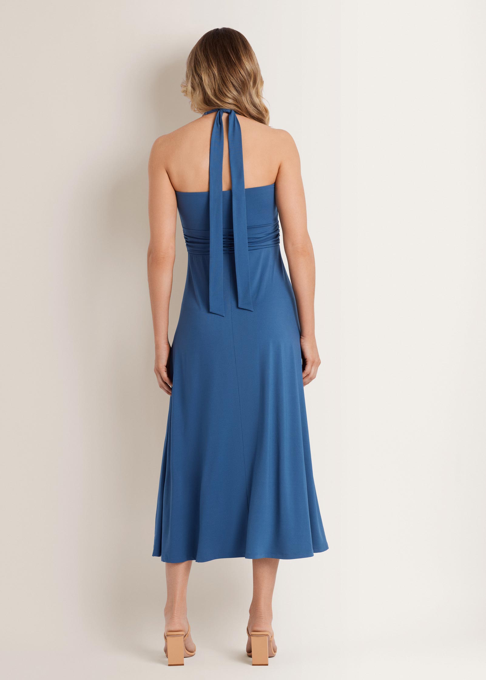 Plunging Knot Maxi Dress - Ensign Blue
