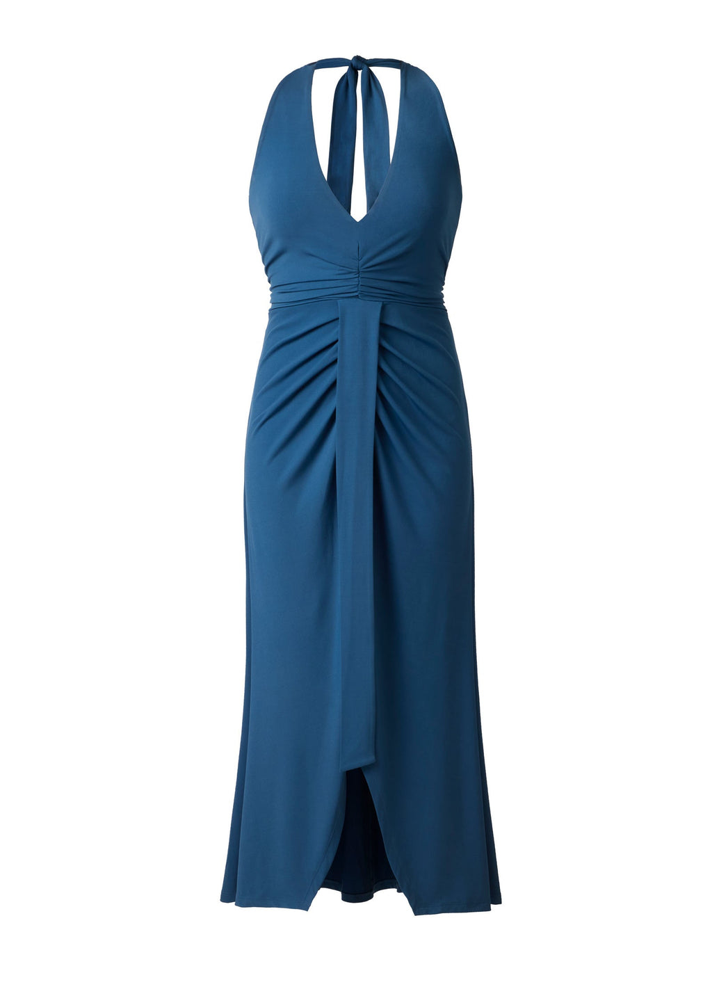 Plunging Knot Maxi Dress - Ensign Blue
