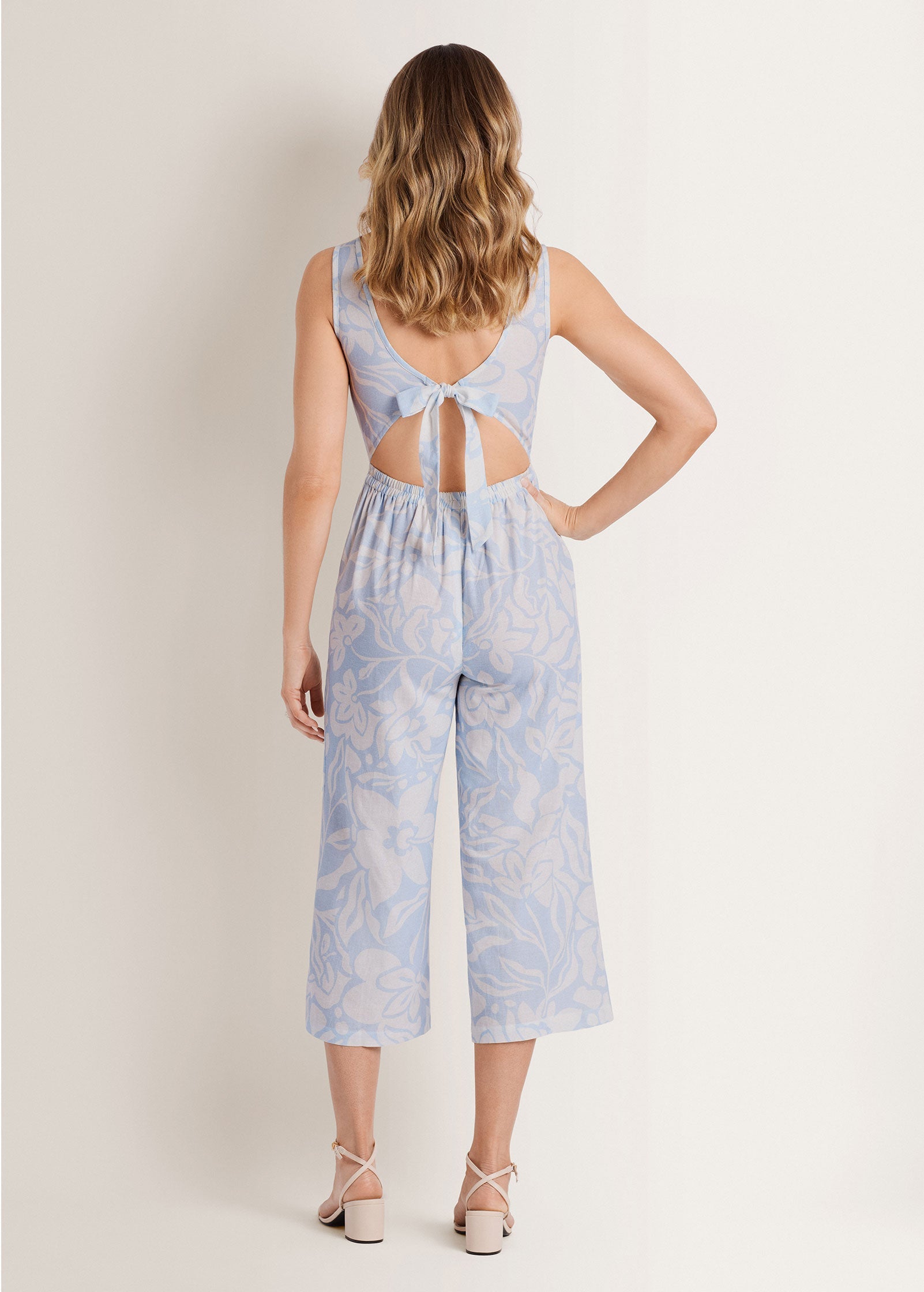 Linen Jumpsuit - Etched Coastal Floral