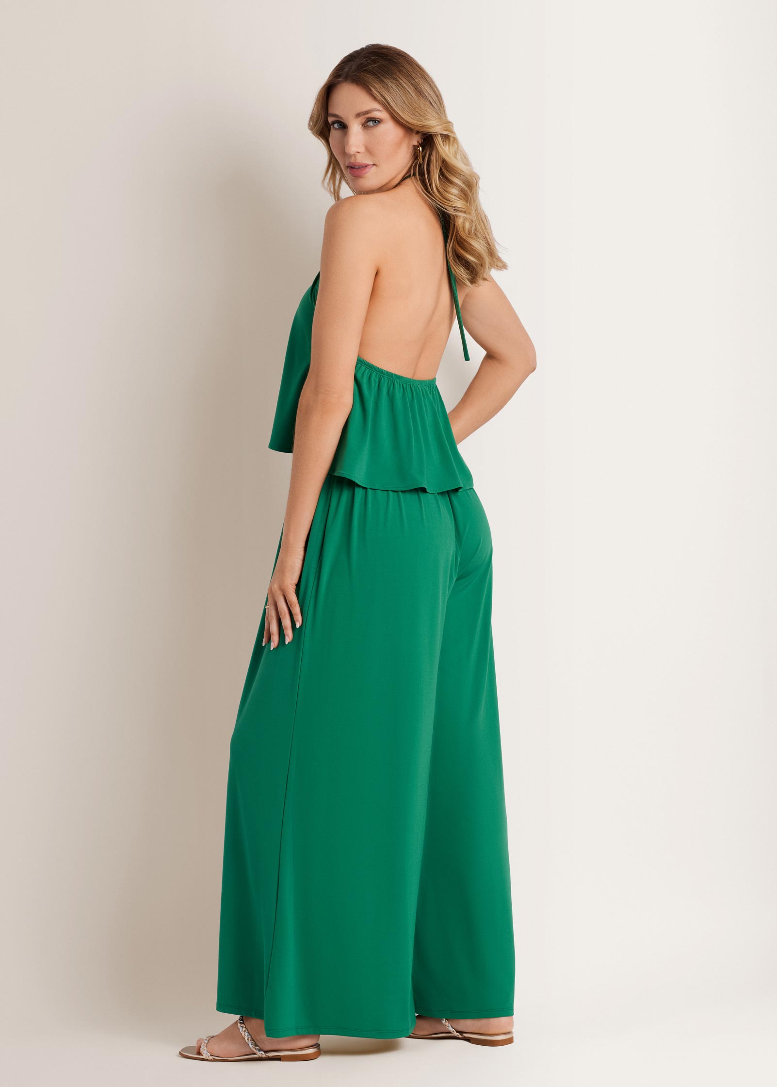 Cross Neck Jumpsuit - Verdant Green