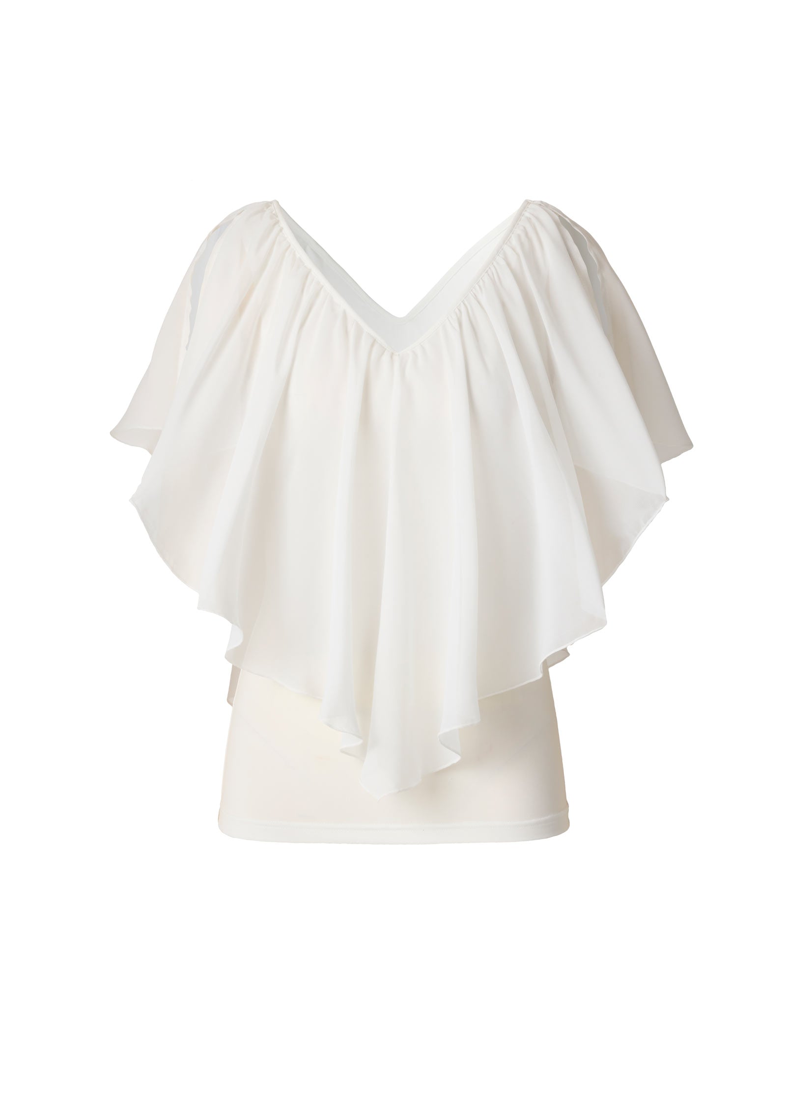 Cold Shoulder Flutter Top - Cloud Dancer