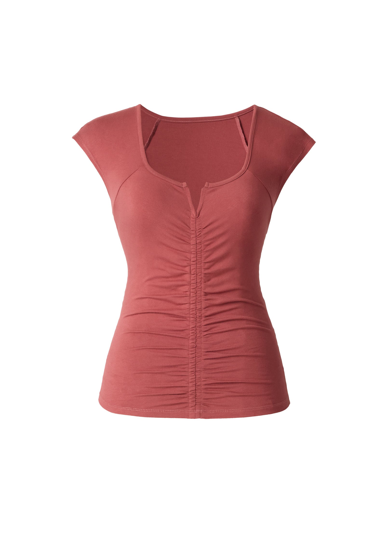Ruched Cap Sleeve Top - Rooibos Tea