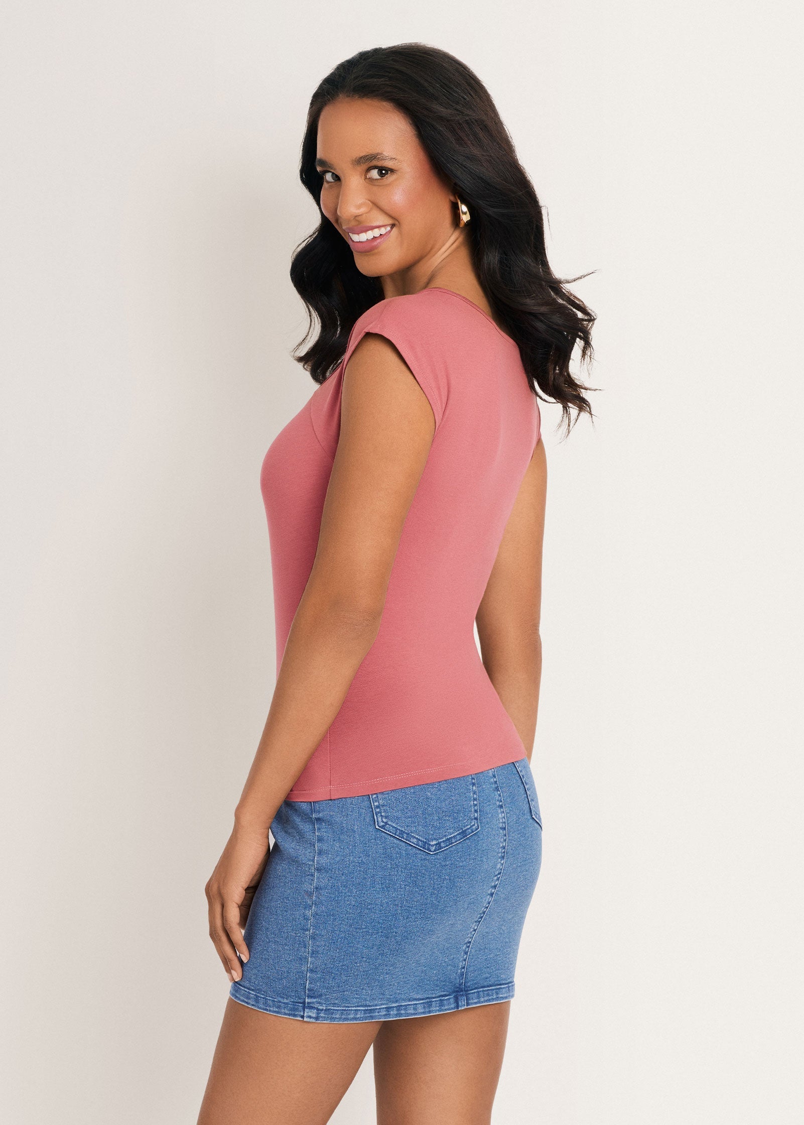 Ruched Cap Sleeve Top - Rooibos Tea