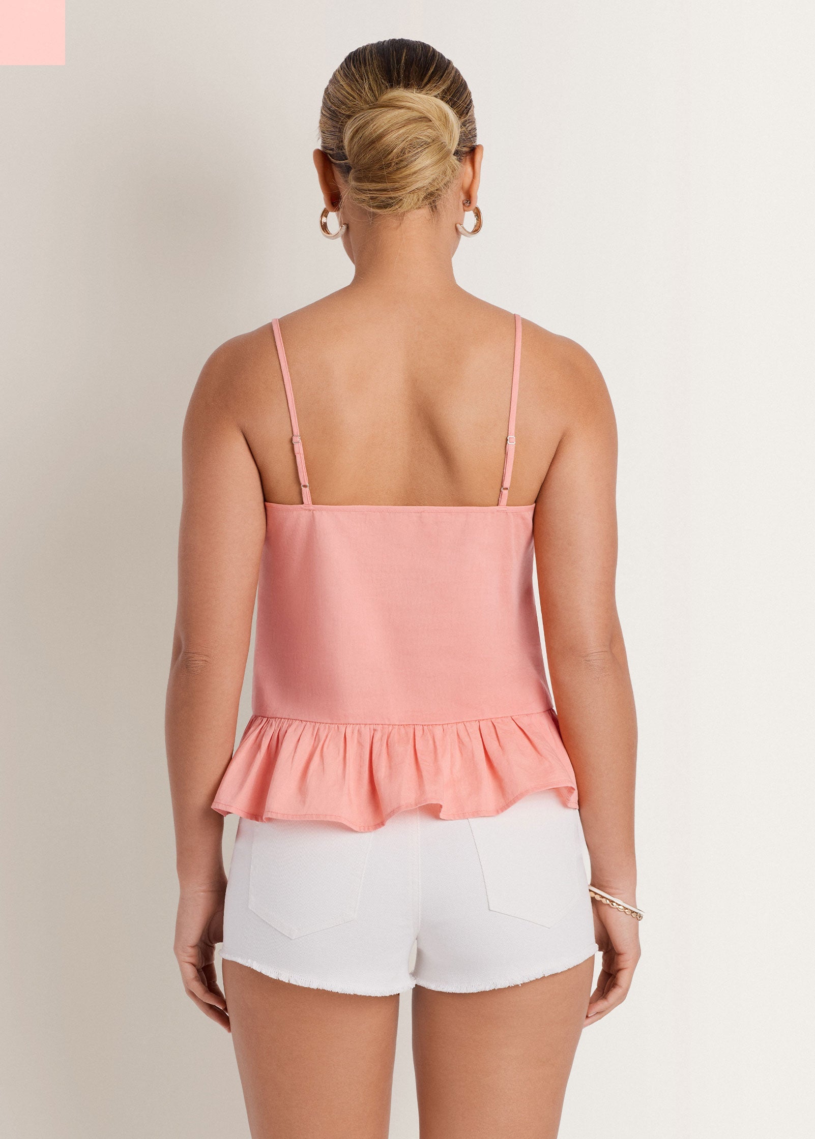 Cotton Lawn Ruffle Hem Peplum Top - Burnt Coral