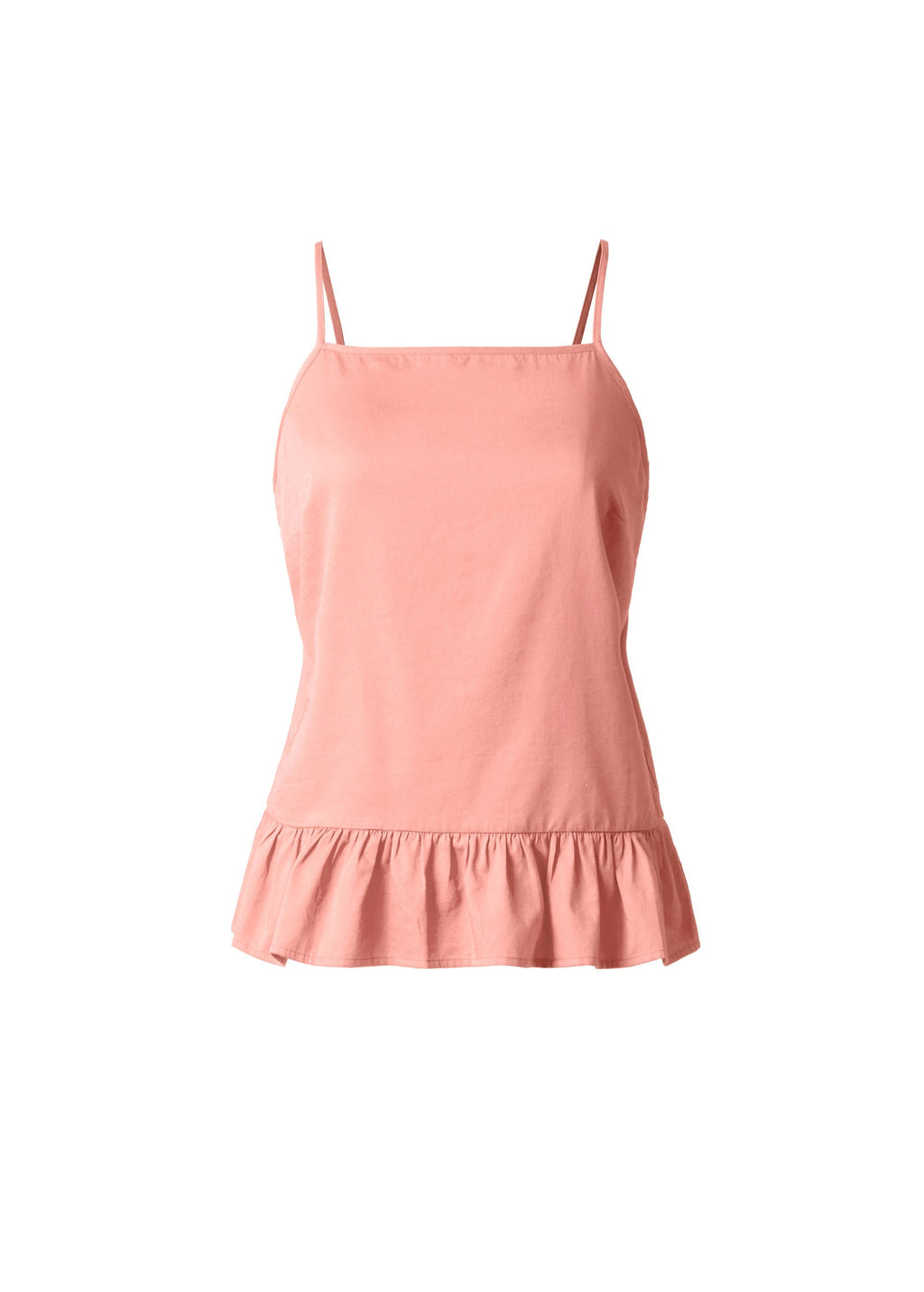 Cotton Lawn Ruffle Hem Peplum Top - Burnt Coral