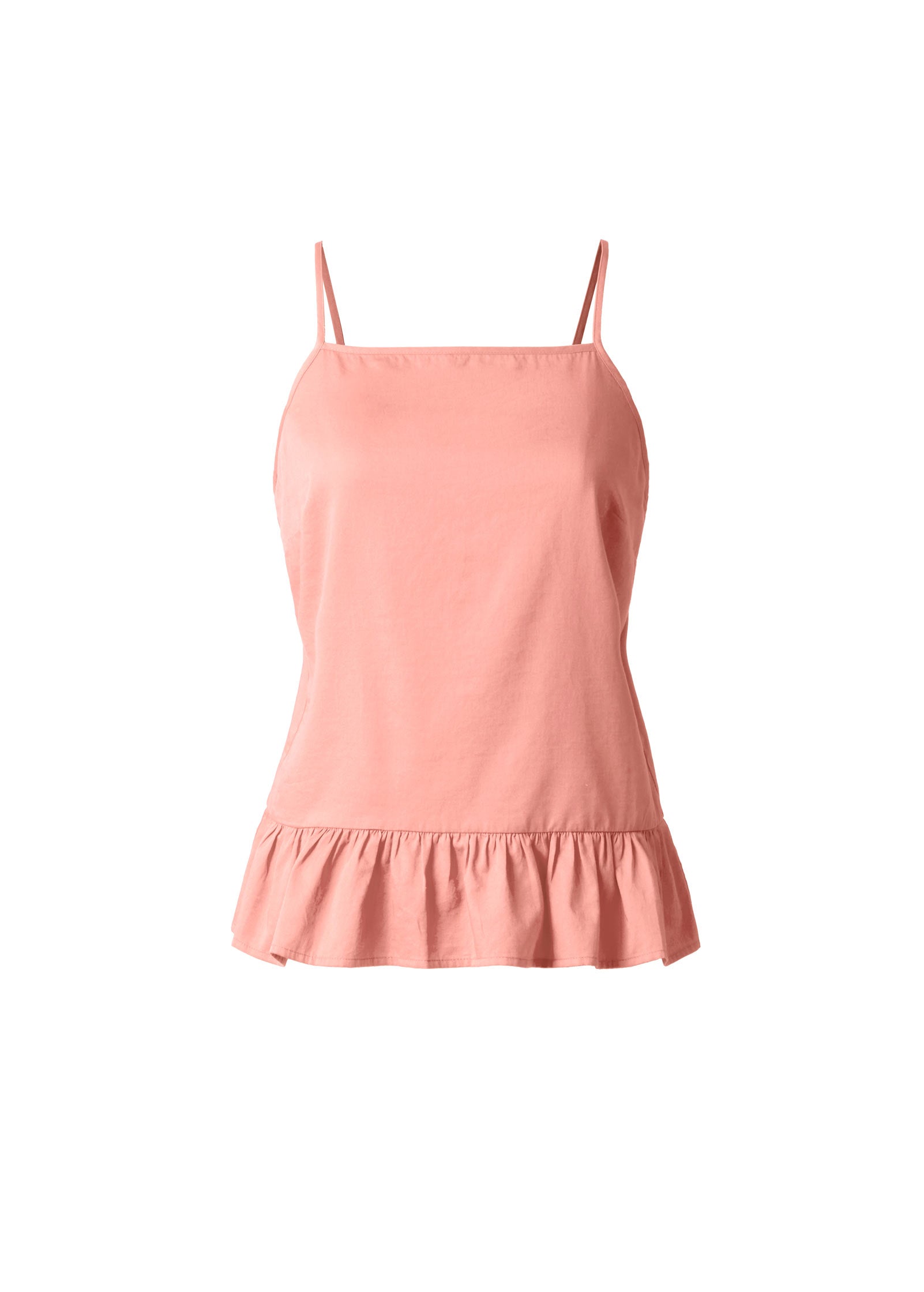 Cotton Lawn Ruffle Hem Peplum Top - Burnt Coral