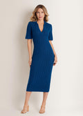 Pointelle Sweater Dress - Navy Peony