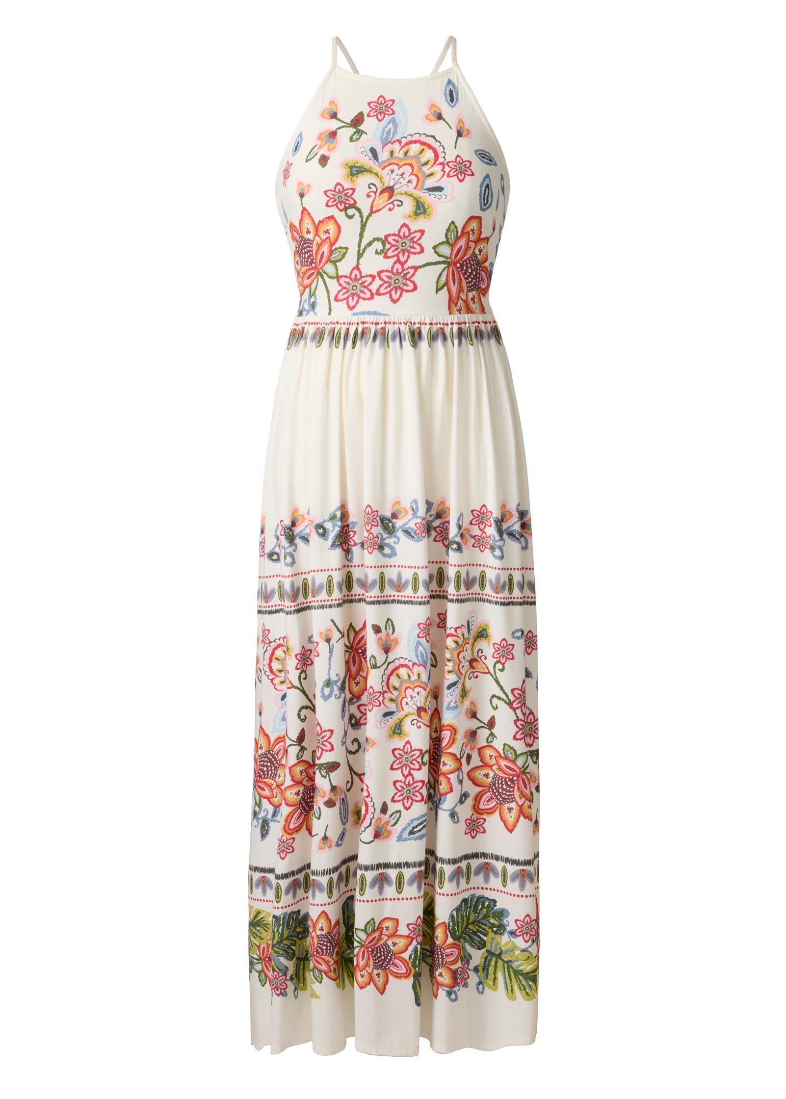 Printed Linen Maxi Dress - Hothouse Botanical Border