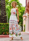Printed Linen Maxi Dress - Hothouse Botanical Border