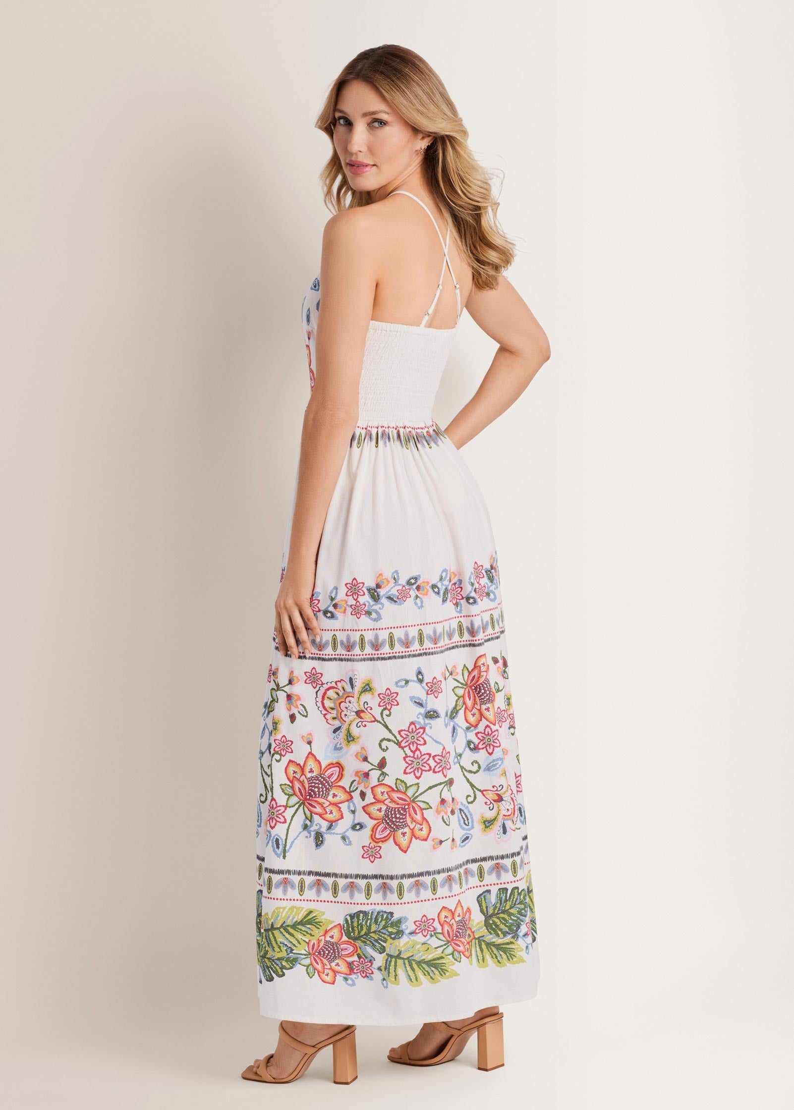 Printed Linen Maxi Dress - Hothouse Botanical Border