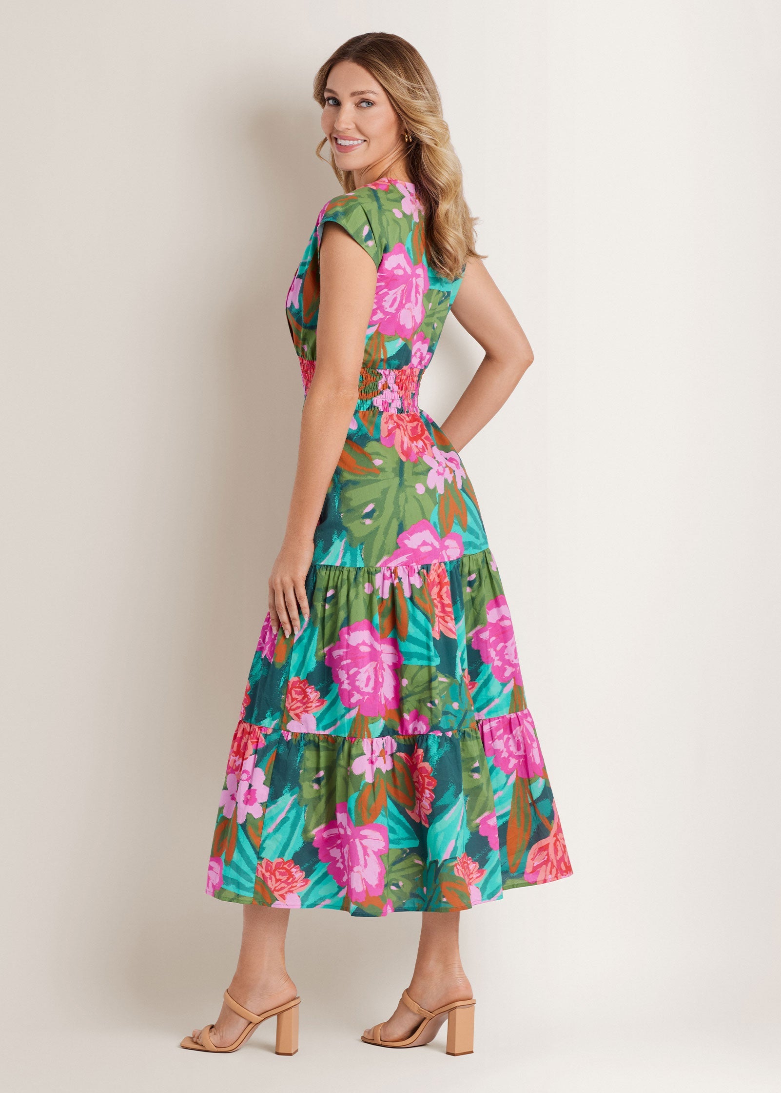 Smocked Waist Maxi Dress - Tropic Bouquet