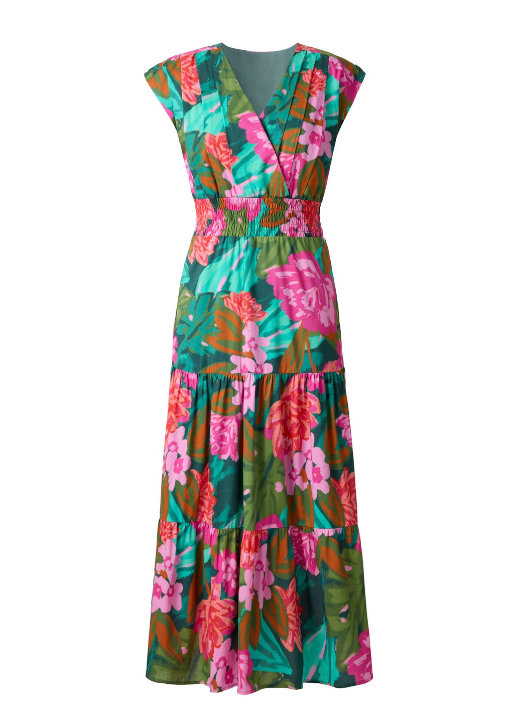 Smocked Waist Maxi Dress - Tropic Bouquet