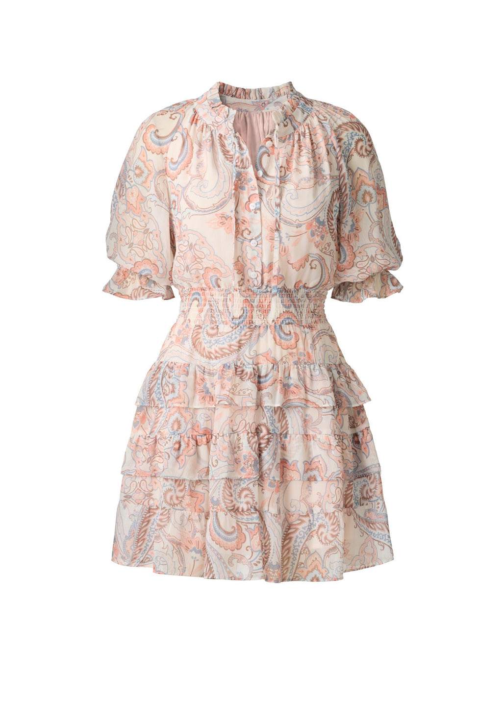 Tiered Ruffle Mini Dress - Coastal Paisley