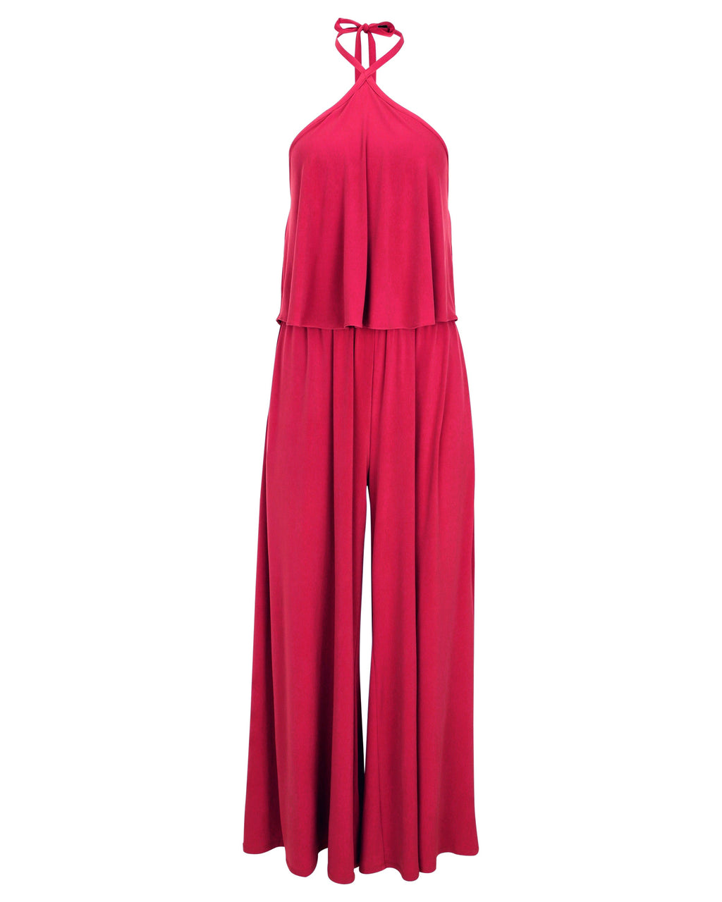 Cross Neck Jumpsuit - Red