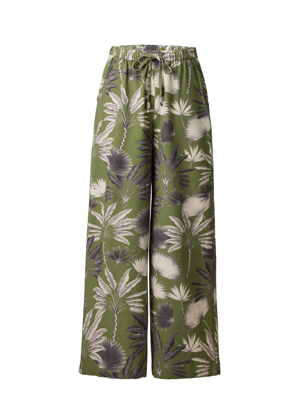 Wide Leg Linen Pant - Palm Oasis