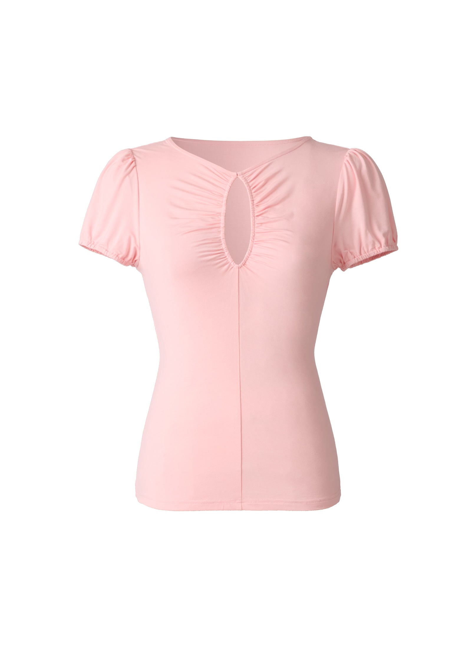 Ruched Keyhole Top - Pink Salt