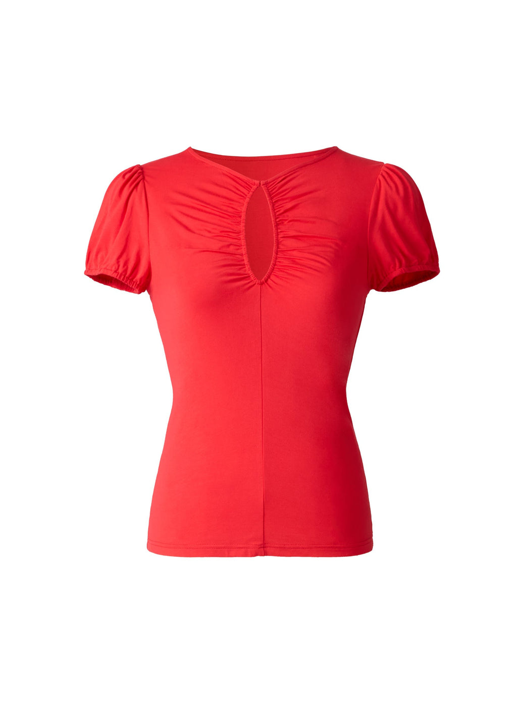 Ruched Keyhole Top - Racing Red