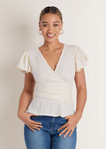 Vineyard Knit Gathered Top - Cloud Dancer
