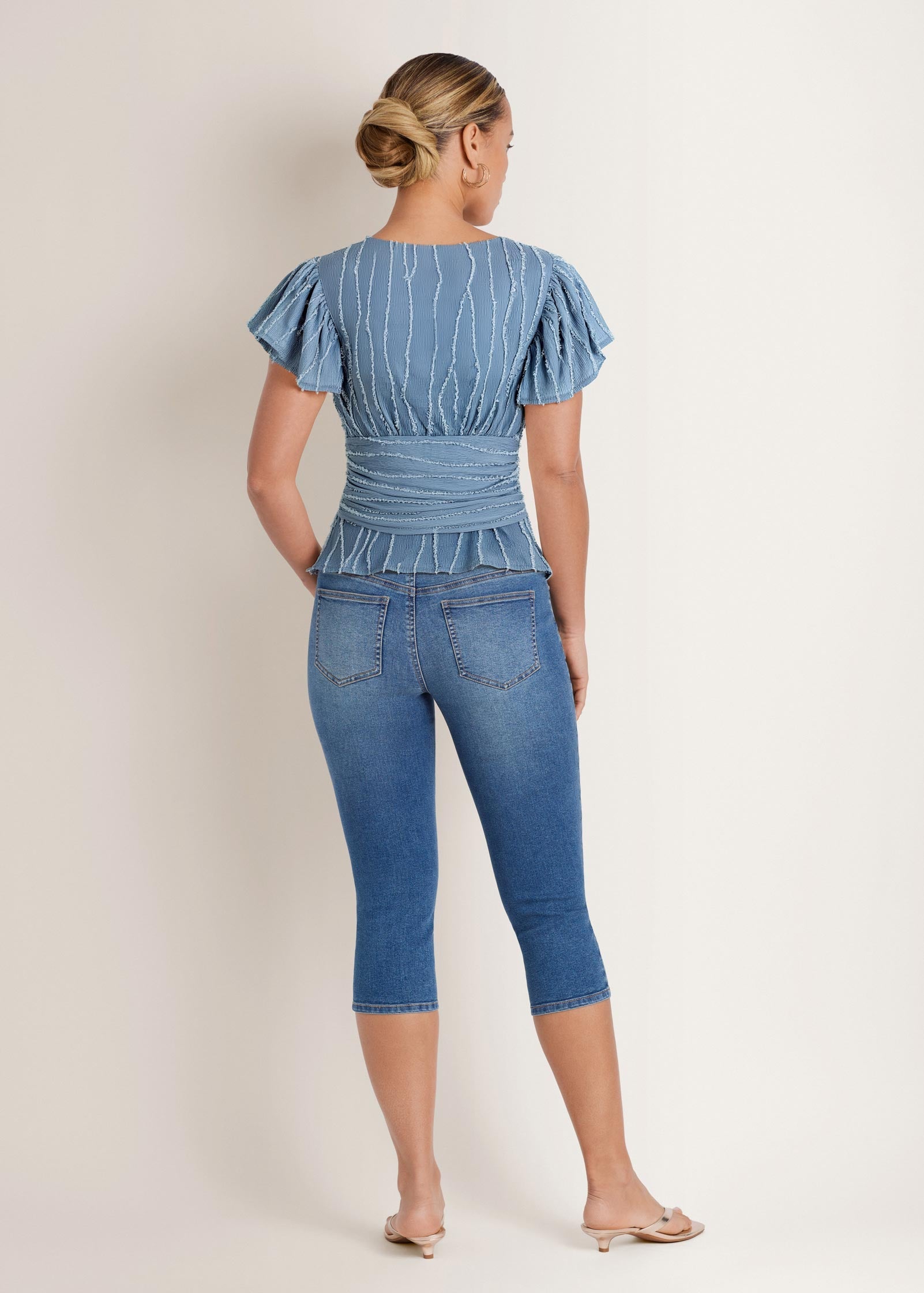Vineyard Knit Gathered Top - Seaside Blue