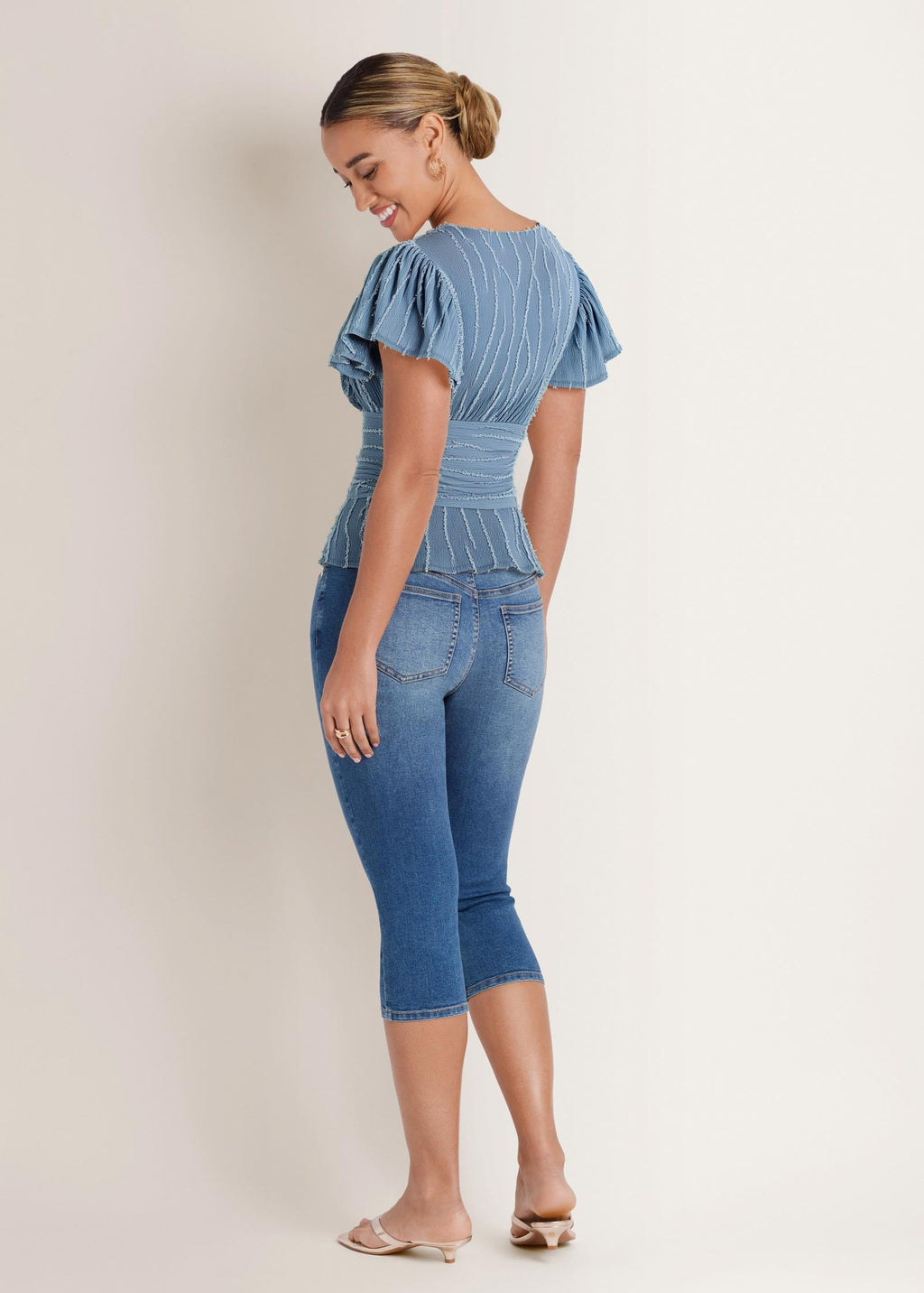 Vineyard Knit Gathered Top - Seaside Blue