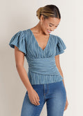 Vineyard Knit Gathered Top - Seaside Blue