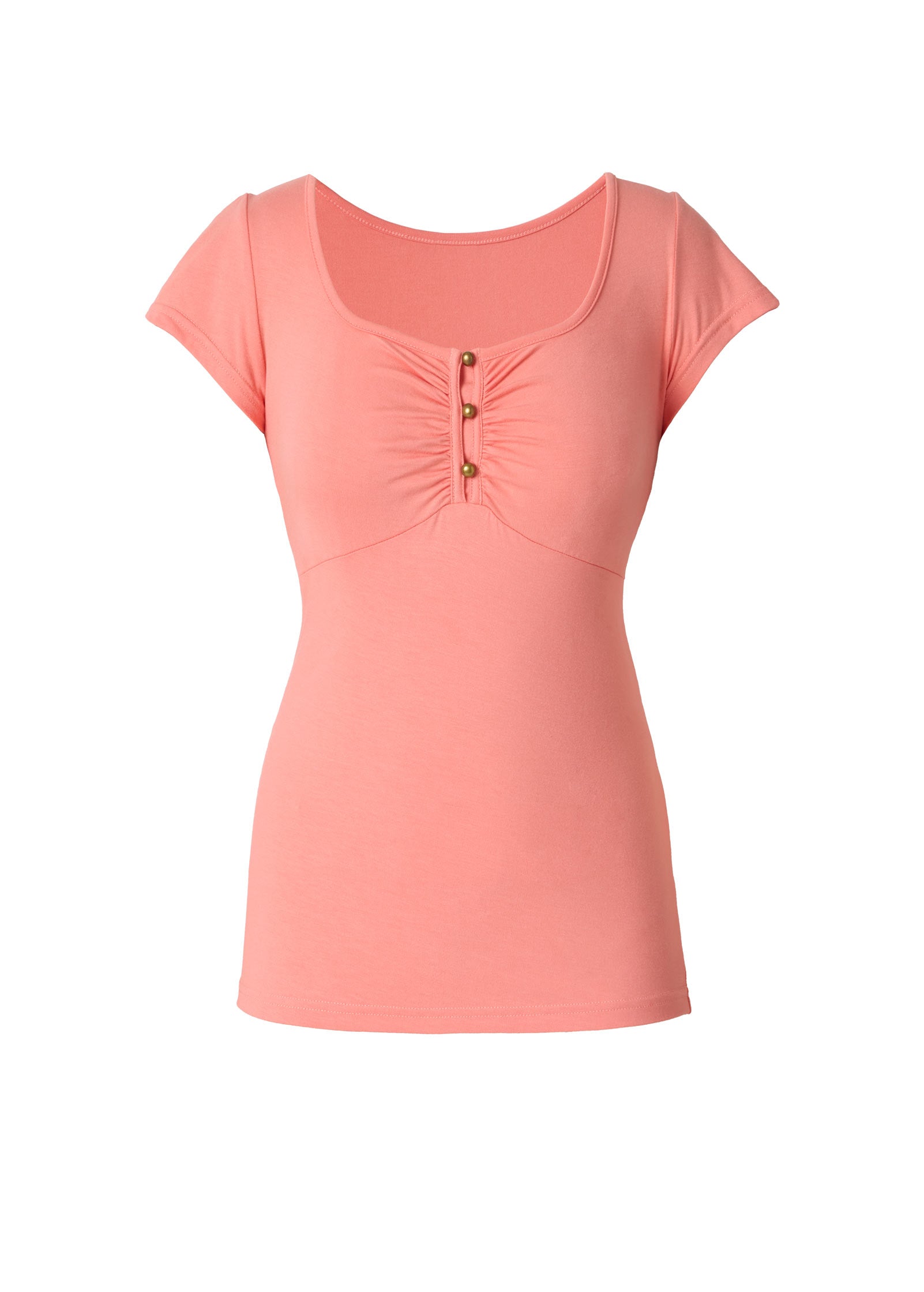 Square Neck Henley - Burnt Coral
