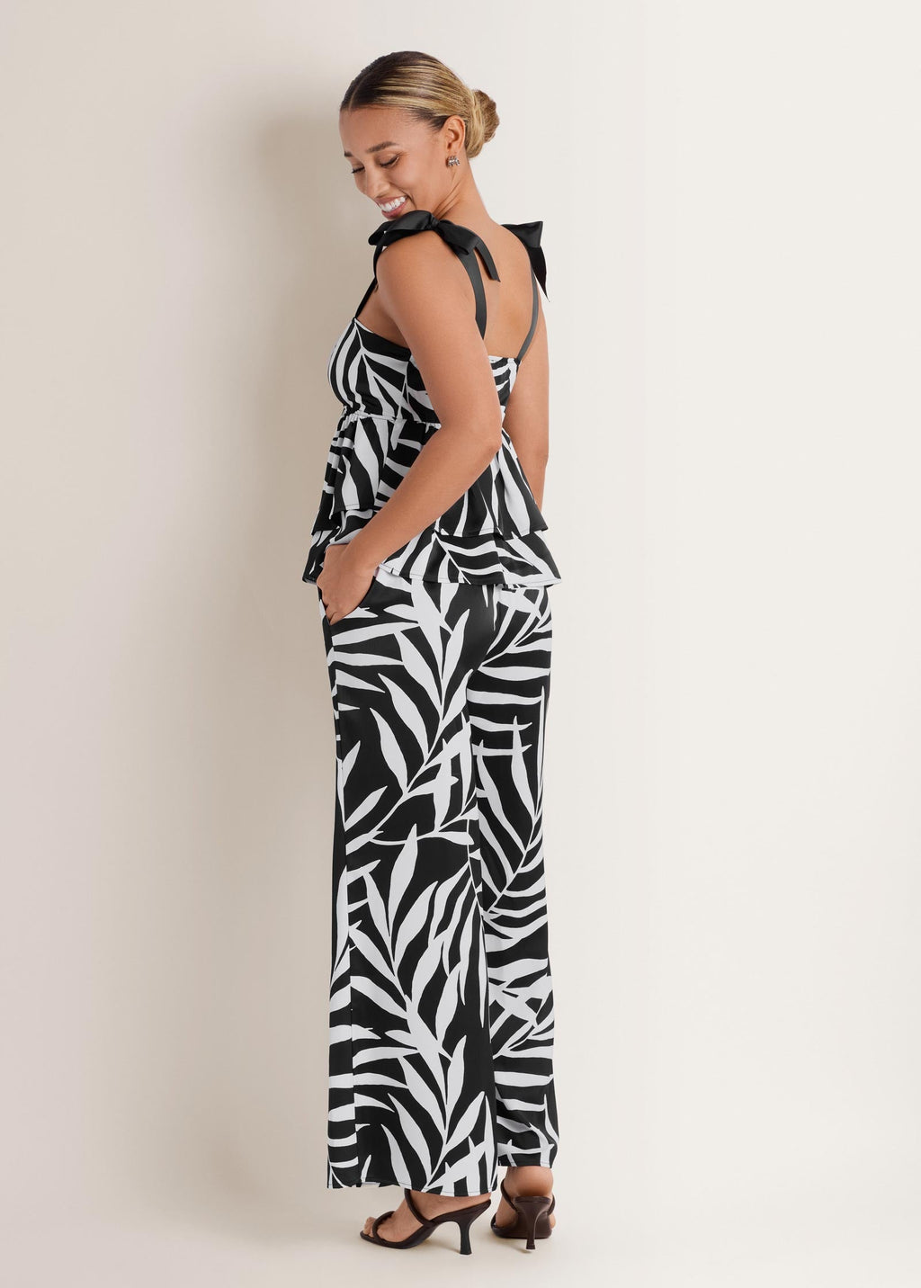 Tiered Ruffle Tank - Bicolor Palm