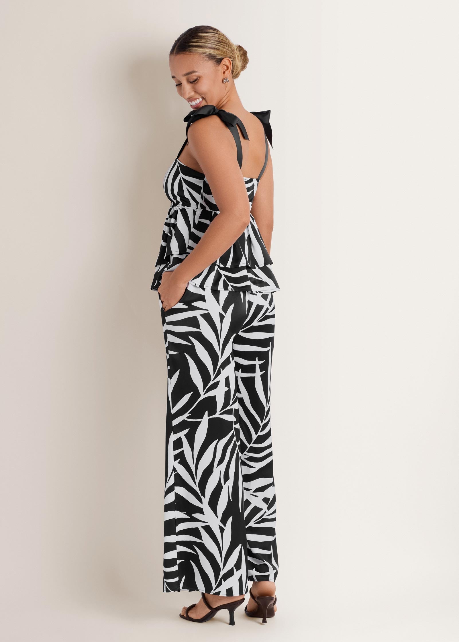 Tiered Ruffle Tank - Bicolor Palm