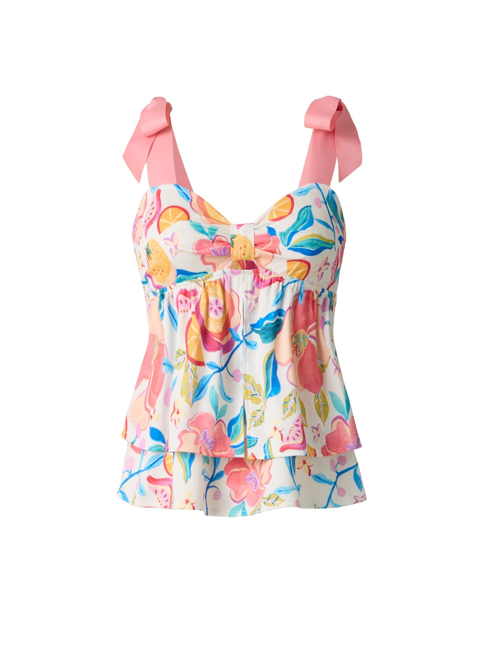 Tiered Ruffle Tank - Soft Citrus Floral
