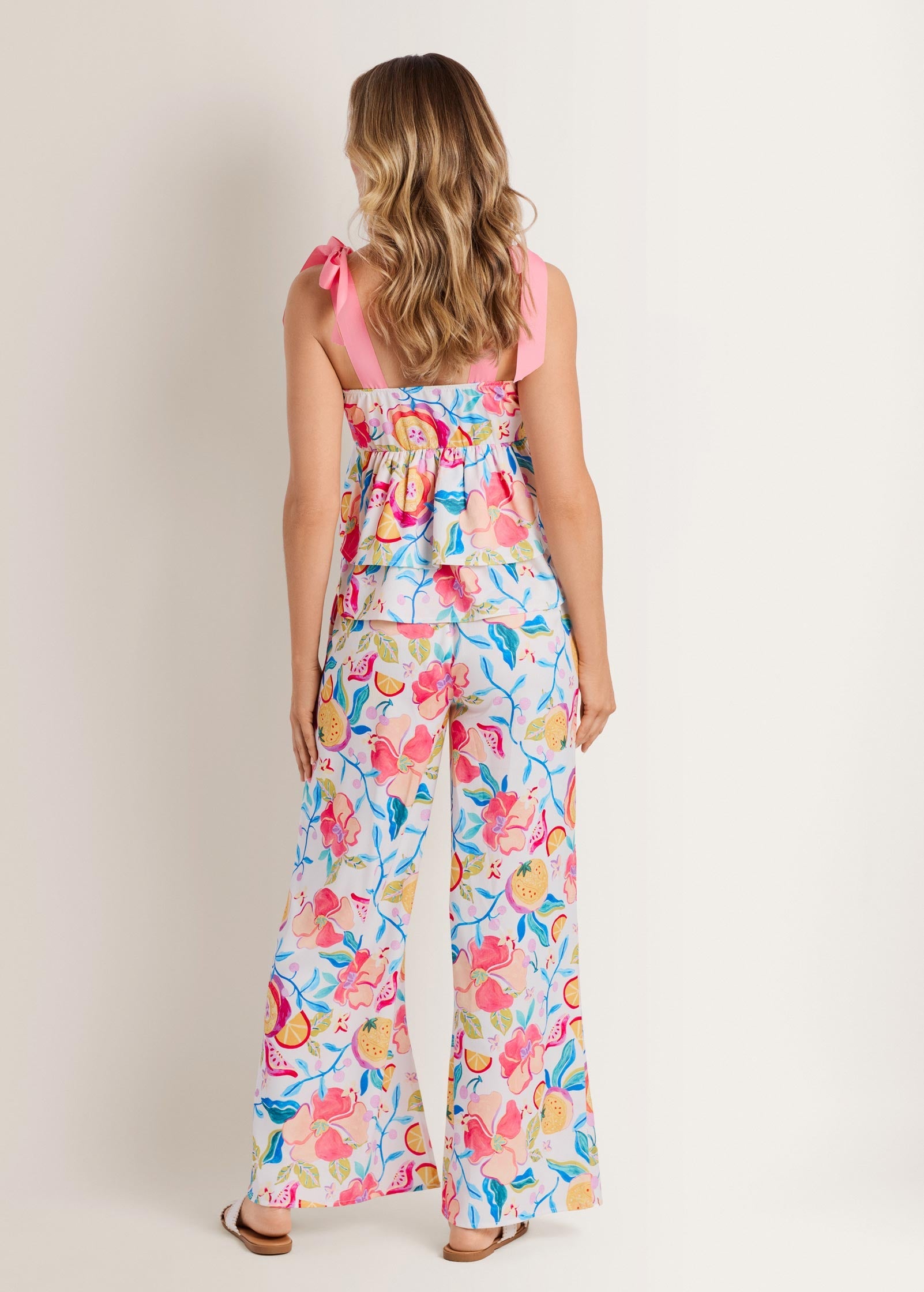 Tiered Ruffle Tank - Soft Citrus Floral