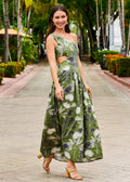 Linen Cutout Maxi Dress - Palm Oasis