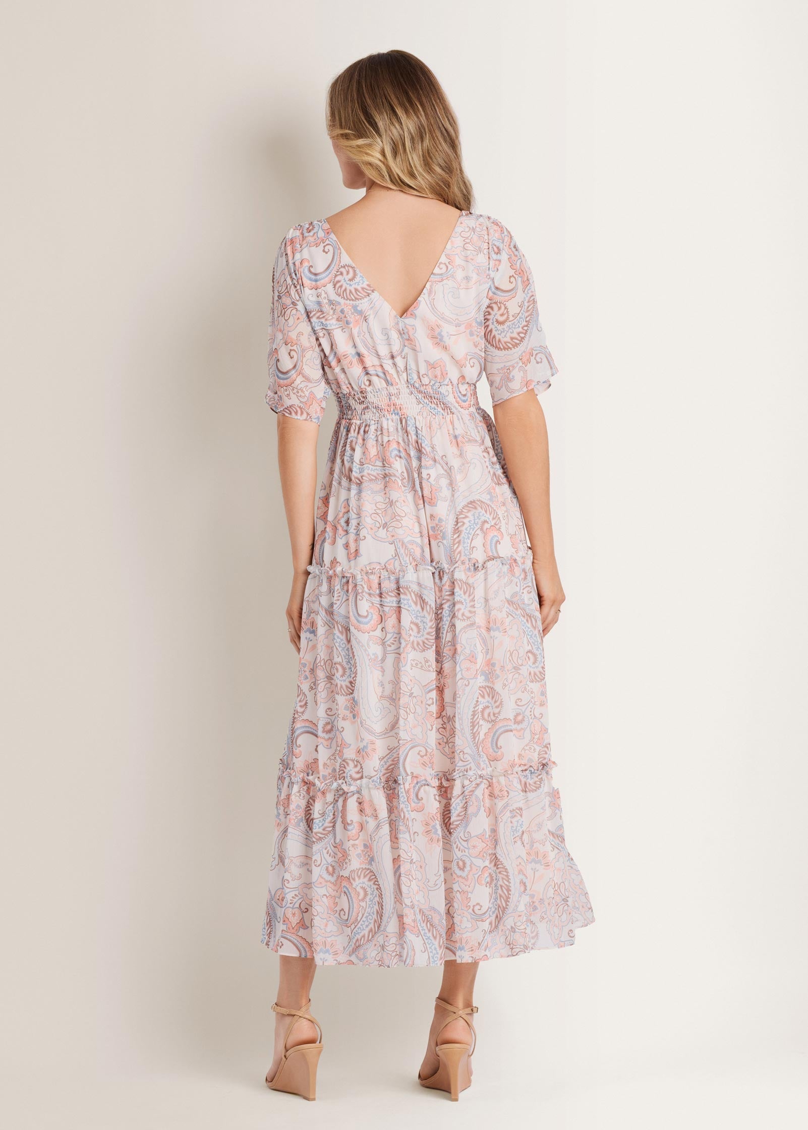 Flutter Sleeve Maxi Dress - Coastal Paisley