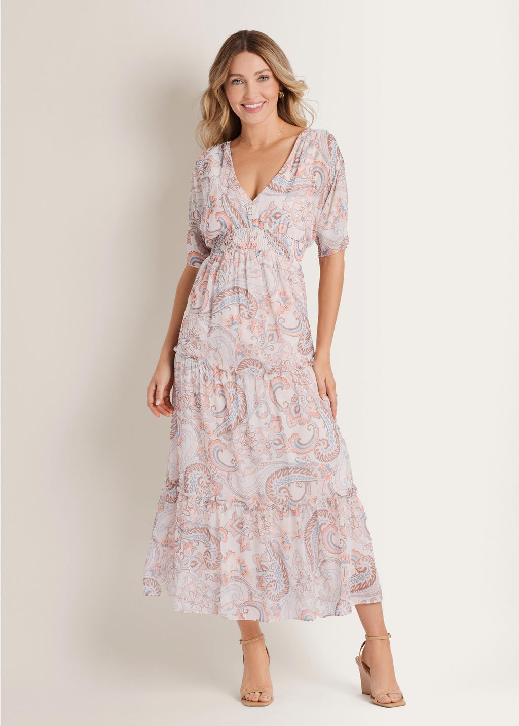 Flutter Sleeve Maxi Dress - Coastal Paisley