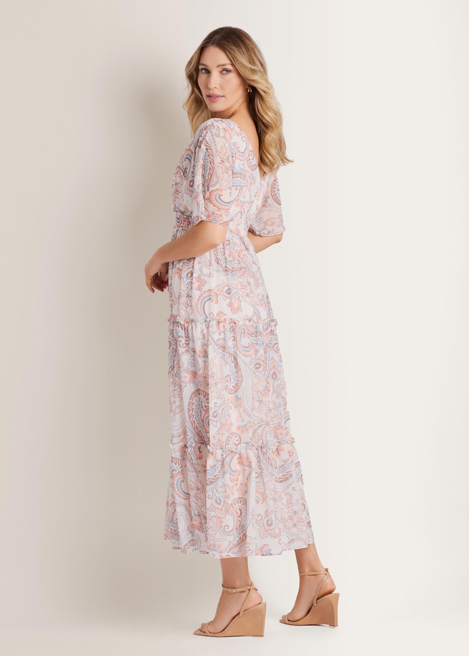 Flutter Sleeve Maxi Dress - Coastal Paisley