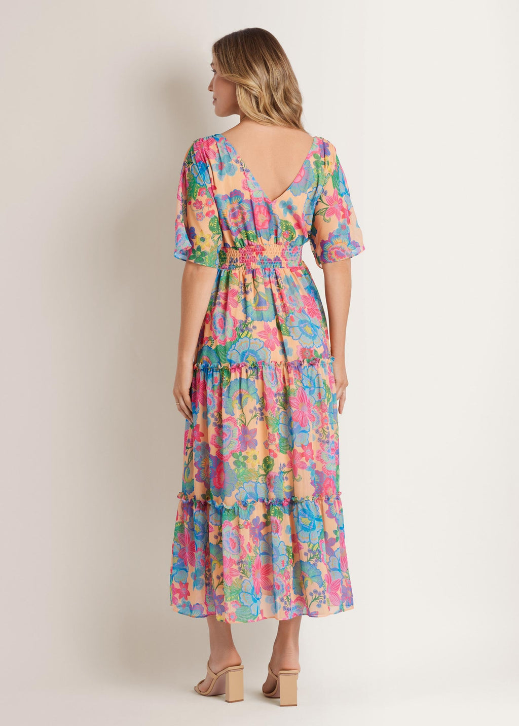Flutter Sleeve Maxi Dress - Dopamine Floral