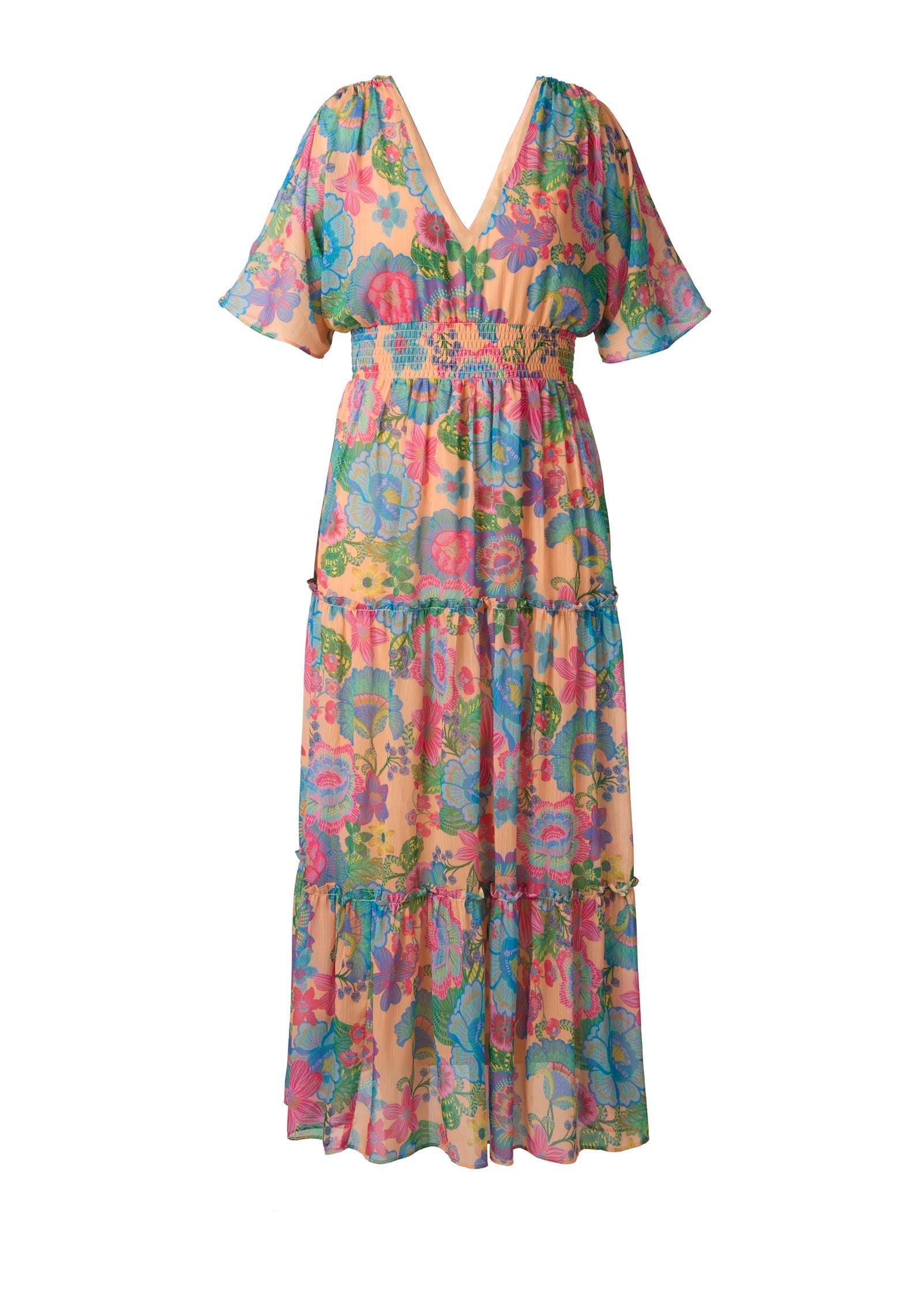 Flutter Sleeve Maxi Dress - Dopamine Floral