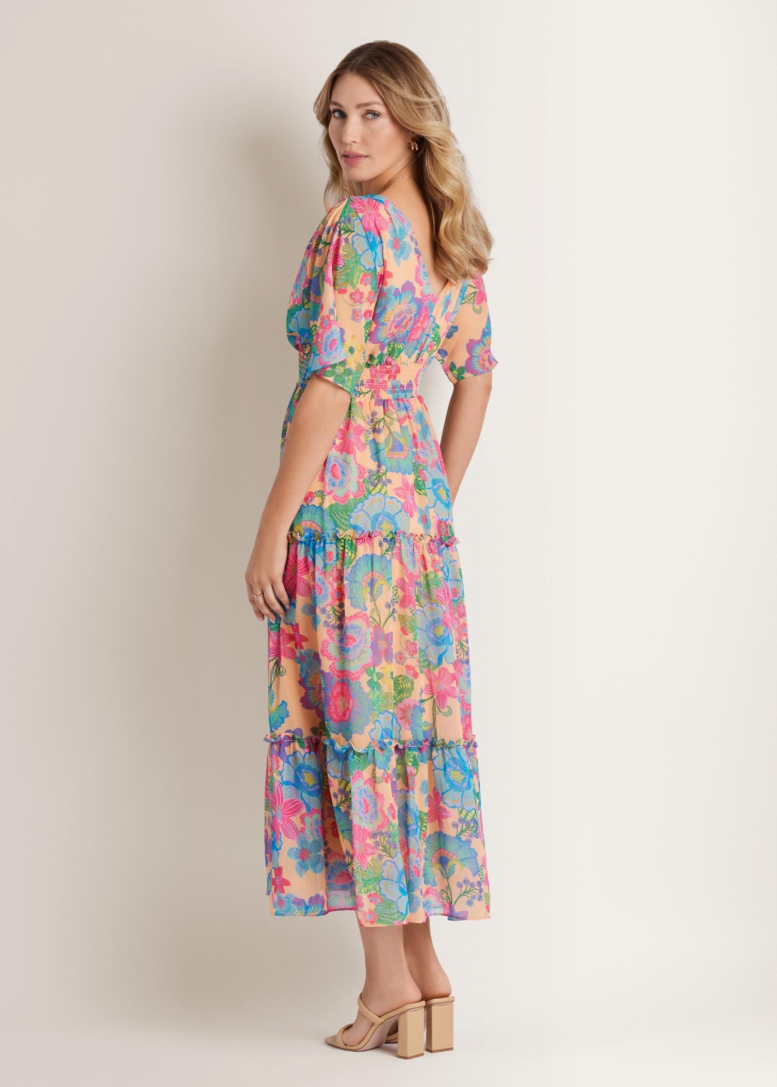 Flutter Sleeve Maxi Dress - Dopamine Floral