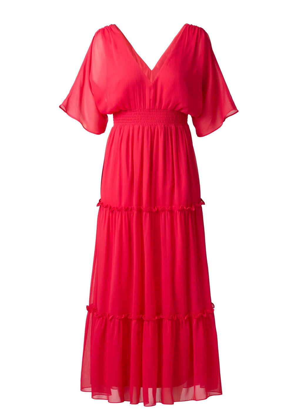 Flutter Sleeve Maxi Dress - Rose Red