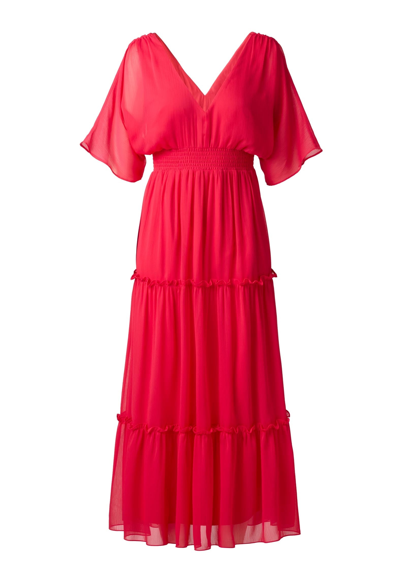 Flutter Sleeve Maxi Dress - Rose Red