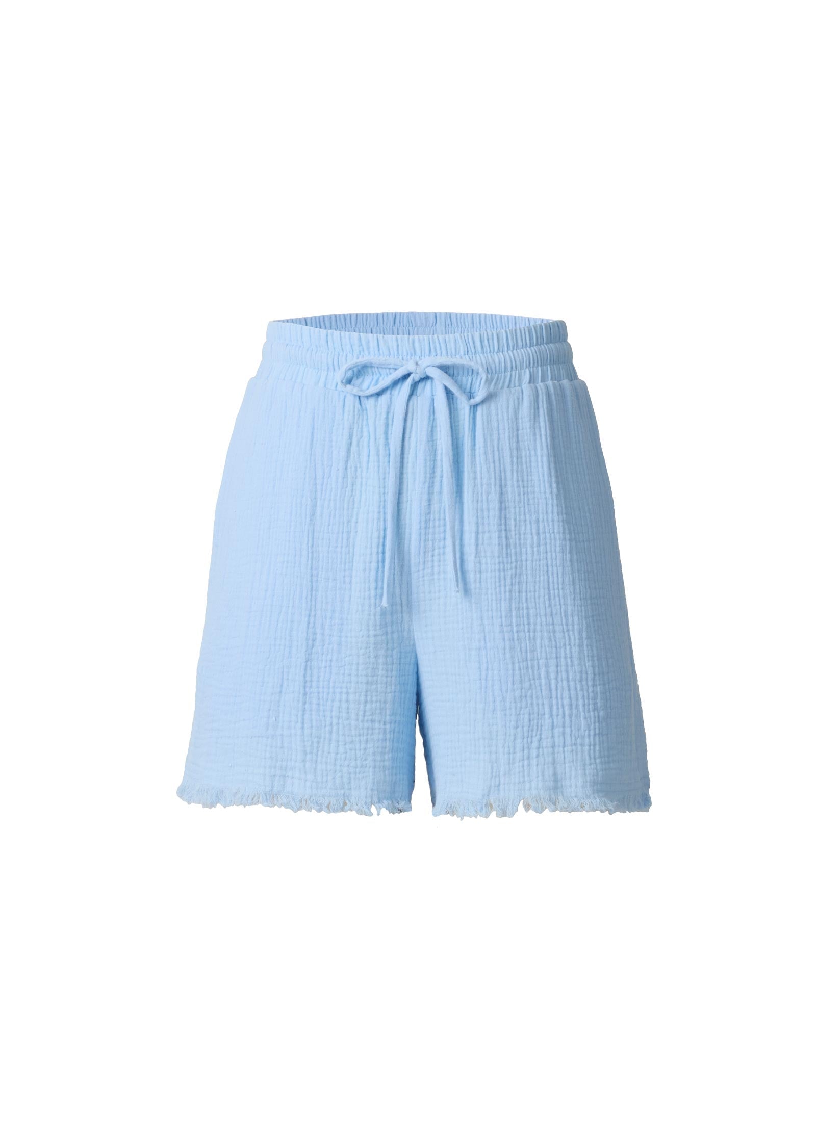 Double Gauze Poncho And Short Set - Azure Blue