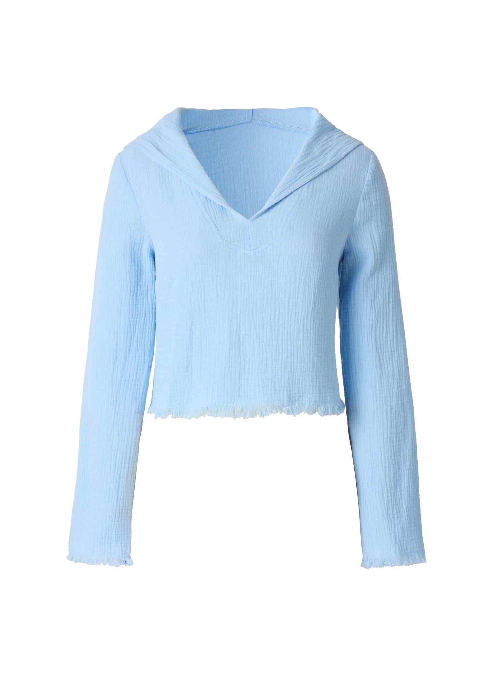 Double Gauze Poncho And Short Set - Azure Blue