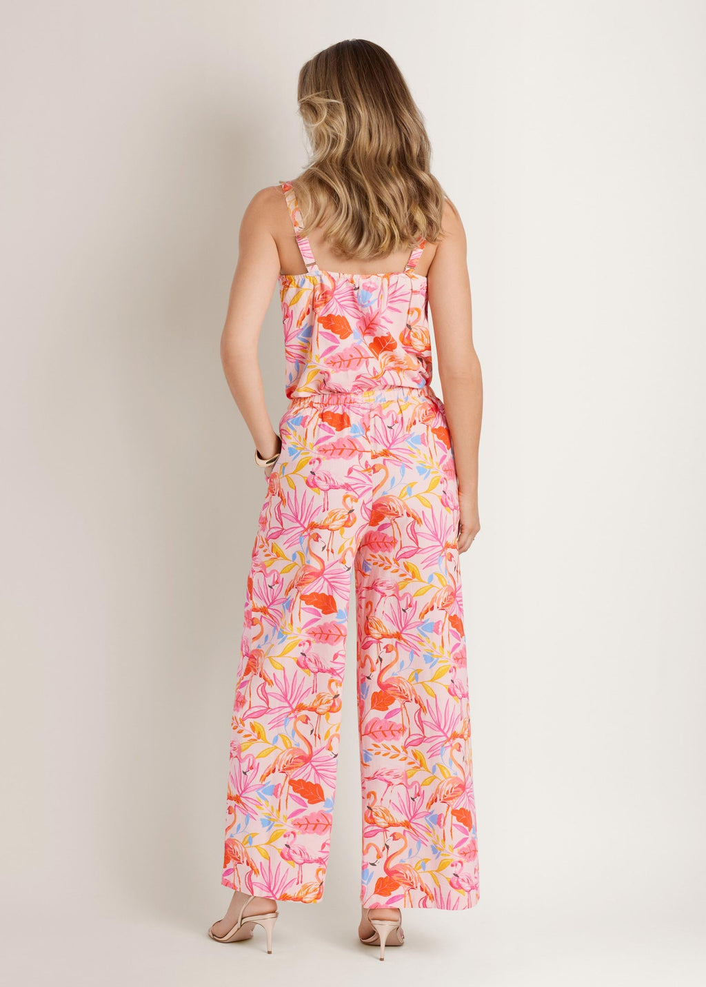 Wide Leg Linen Pant - Flamingo Summer